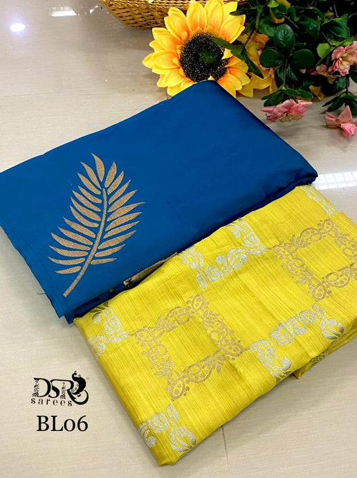 DSR-Kanchi Soft Silk Big Leaf Butta Sarees - Sheetal Fashionzz