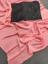 Load image into Gallery viewer, Vichitra Silk Crushed Pleats sarees - Sheetal Fashionzz

