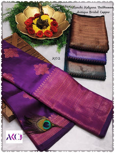 Akc Sarees Kanchi Kalyana Vaibhavam Copper series Bridal Antique pattu - Sheetal Fashionzz