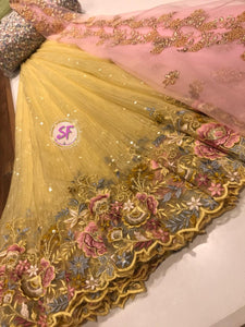 Netted self sequence Lehengas with heavy cut work border - Sheetal Fashionzz