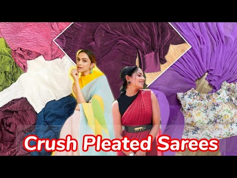 Crush Pleated Bollywood Style Party Wear Designer Sarees